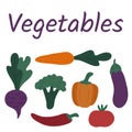 Set of vegetables.Multicolored Vector Icons.Hand drawn illustration.